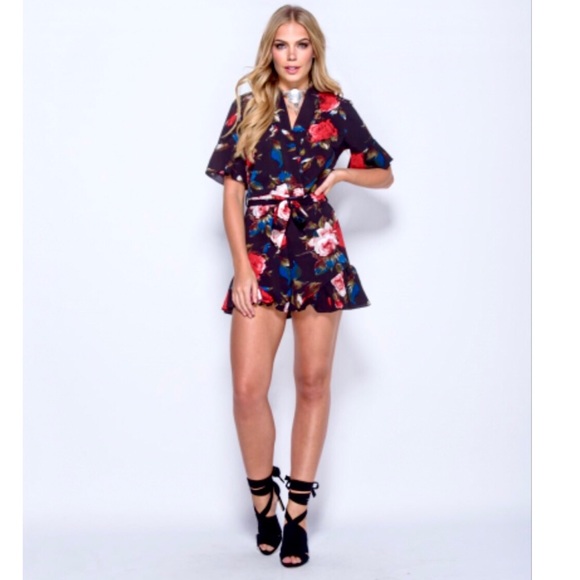 NWT! Wrap-Front Floral Romper - Picture 5 of 5
